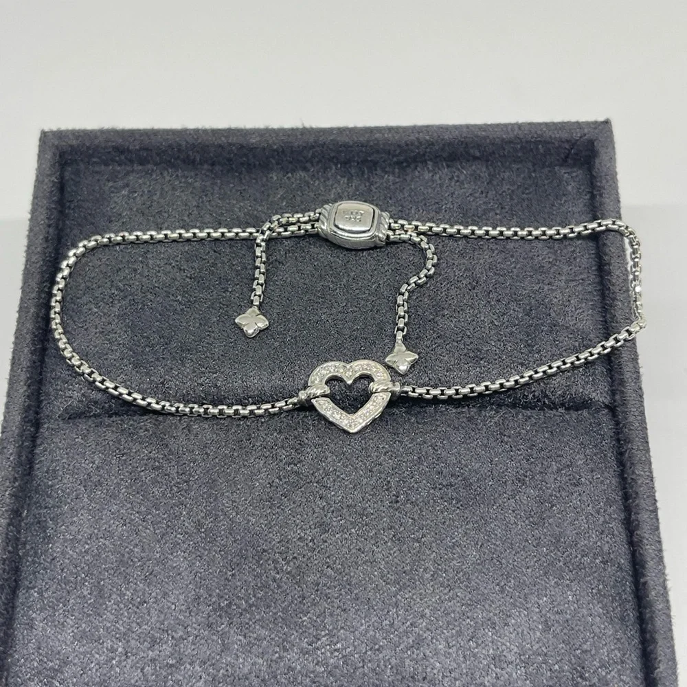 David Yurman Heart Station Bracelet with Diamonds - Picture 2 of 8